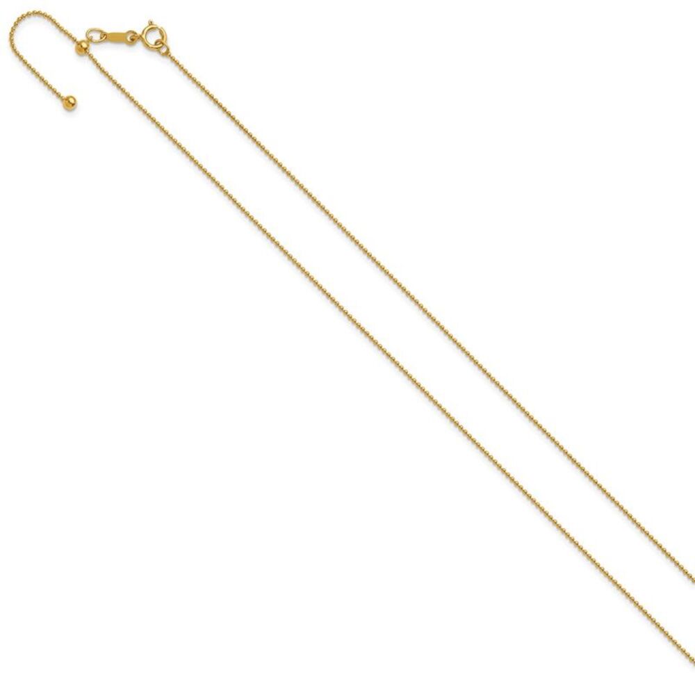 1/20 14K Gold Filled 1mm Hollow Bead Chain Adj. Necklace, 22 Inch - Picture 2 of 7